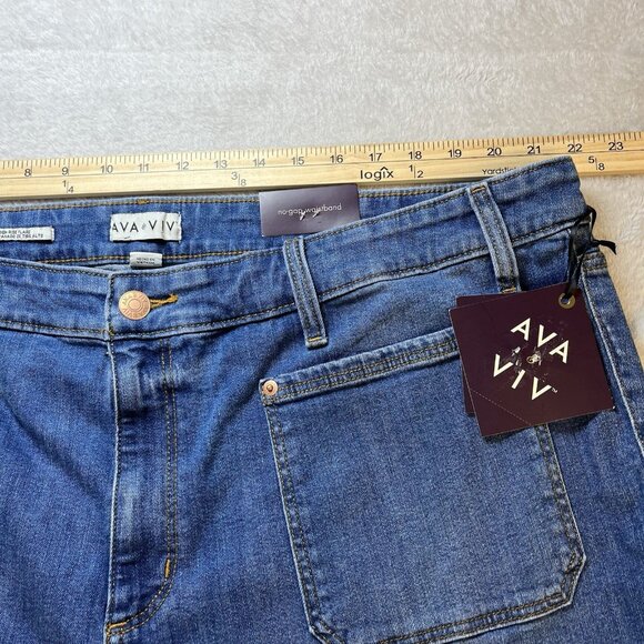 New Lot of 2 Womens Size 24 High Rise Jeans Ava & Viv Flare Universal Thread Str - Picture 6 of 7